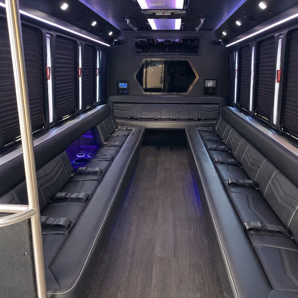 pleasanton 18 passenger party bus interior