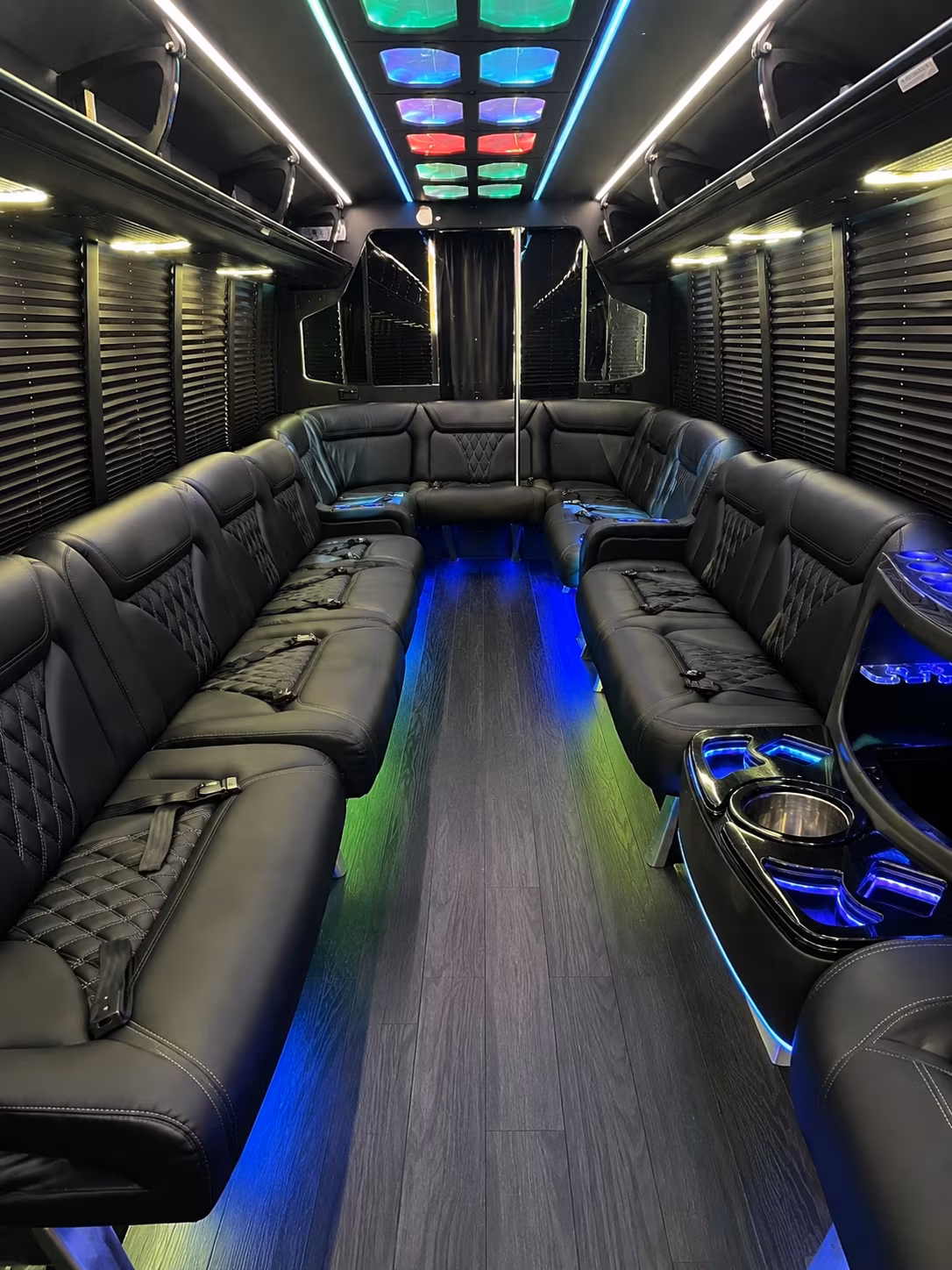 pleasanton 20 passenger party bus interior