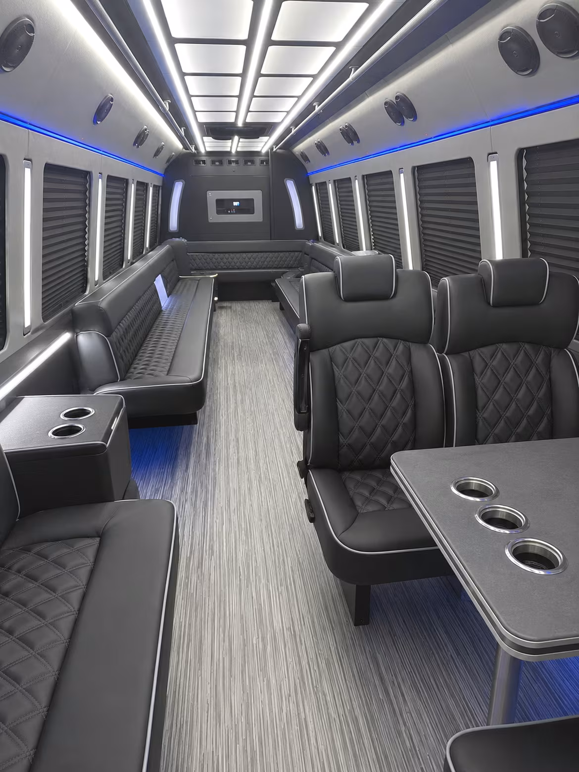 pleasanton 25 passenger party bus inside