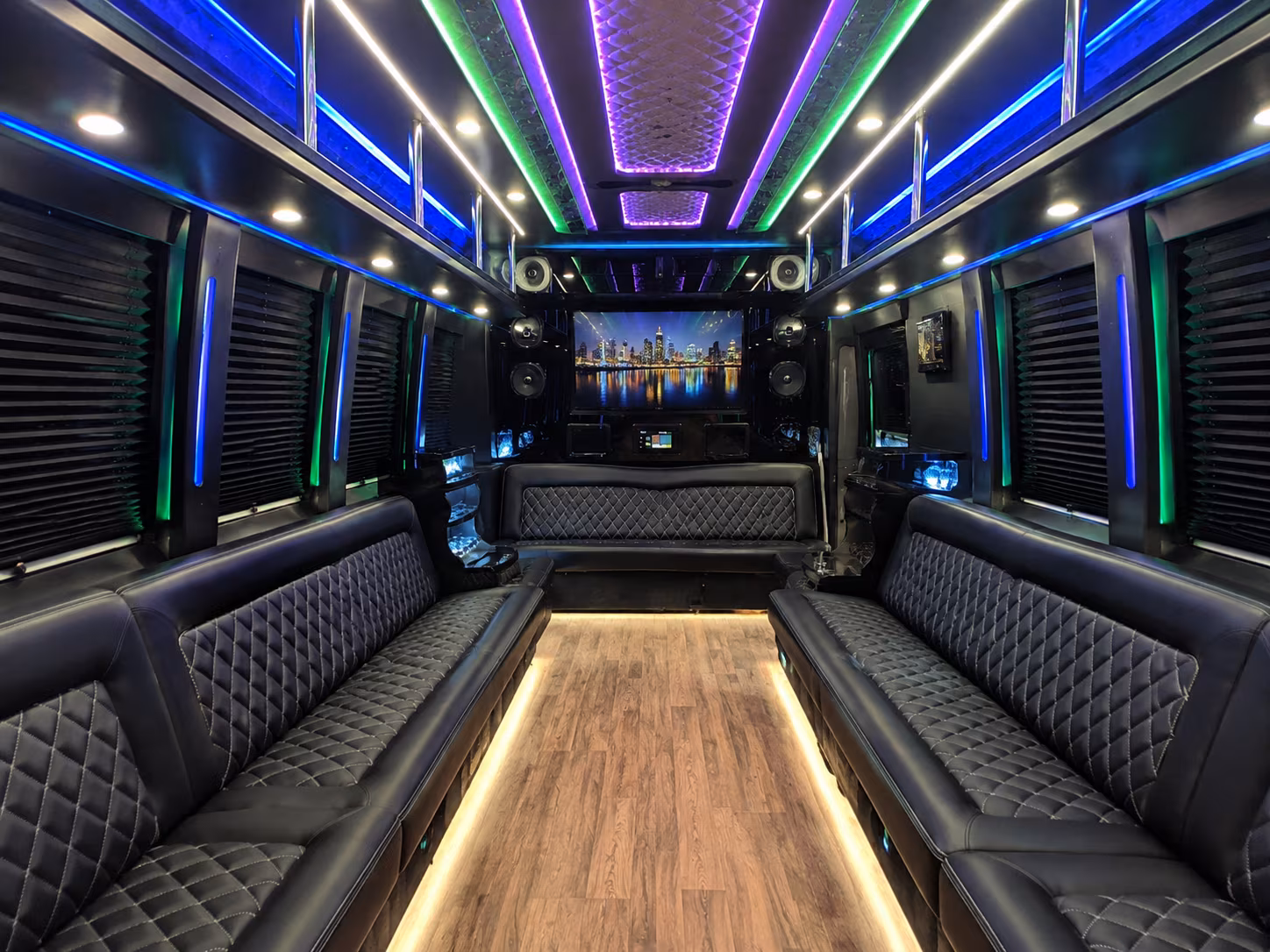 pleasanton 25 passenger party bus interior