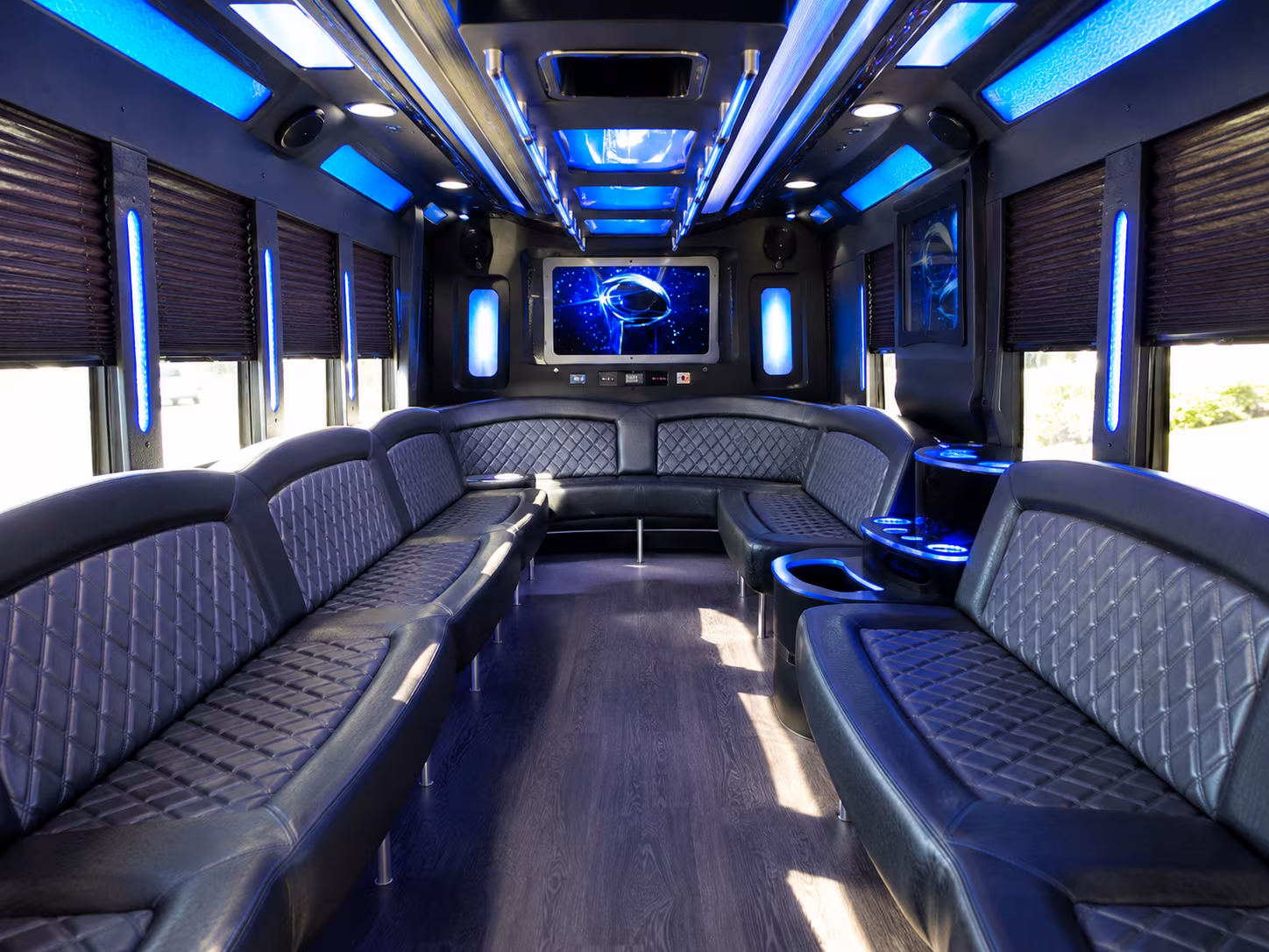 pleasanton 28 passenger party bus inside
