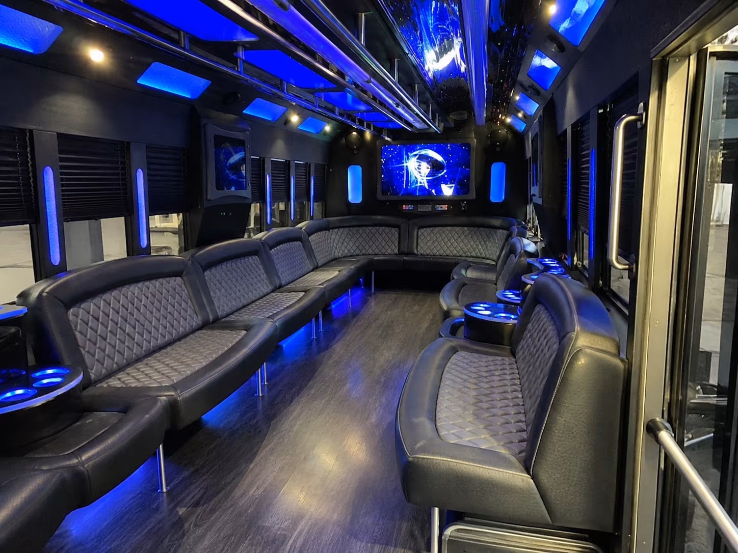 pleasanton 28 passenger party bus interior