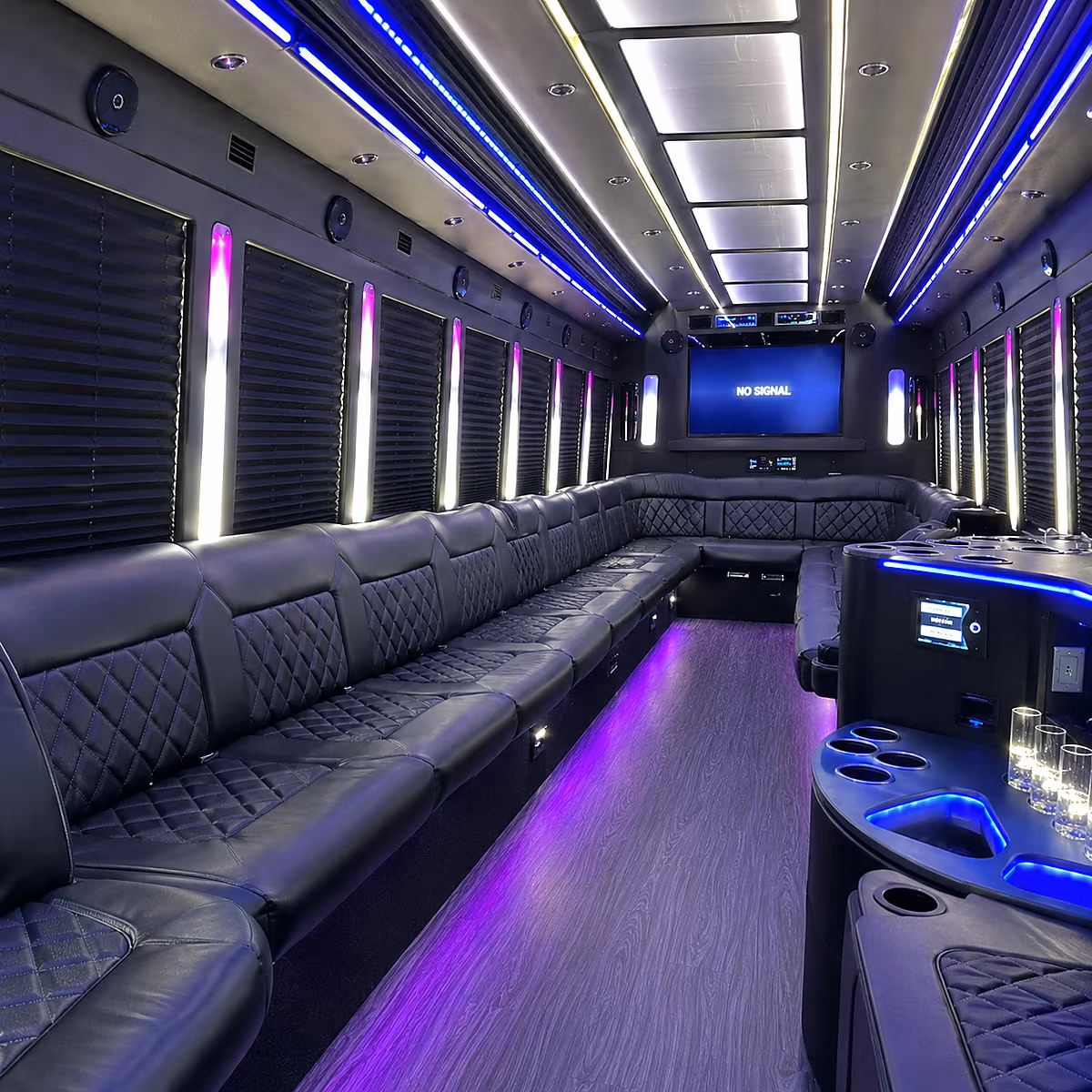 pleasanton 30 passenger party bus inside