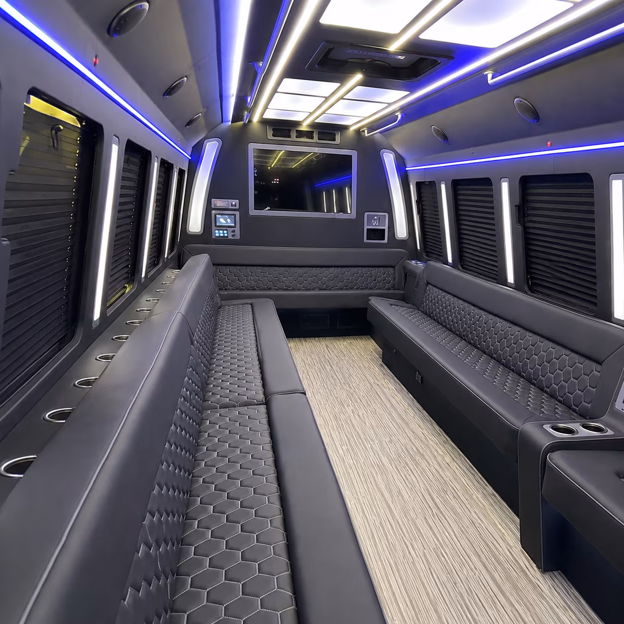 pleasanton 40 passenger party bus inside