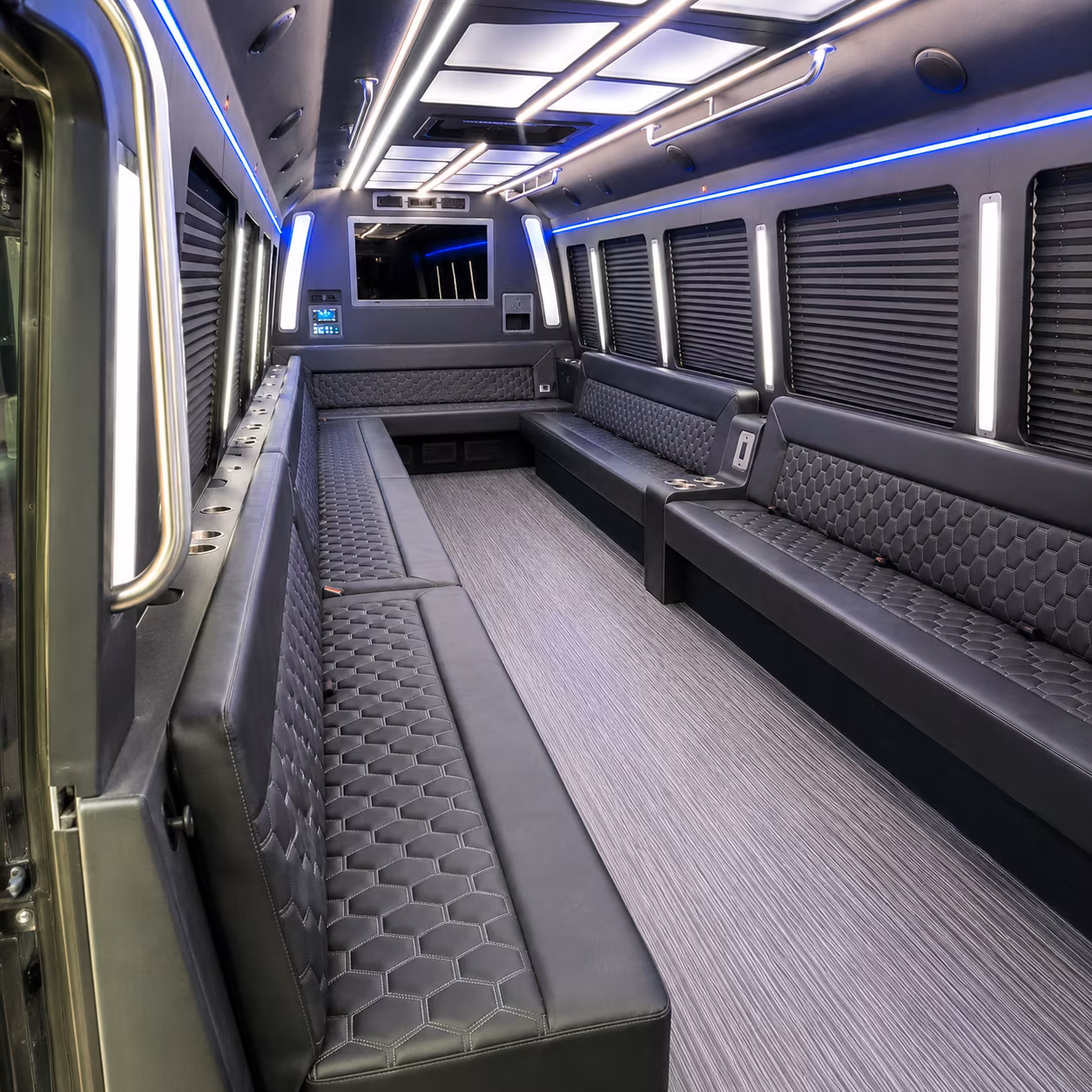 pleasanton 40 passenger party bus interior