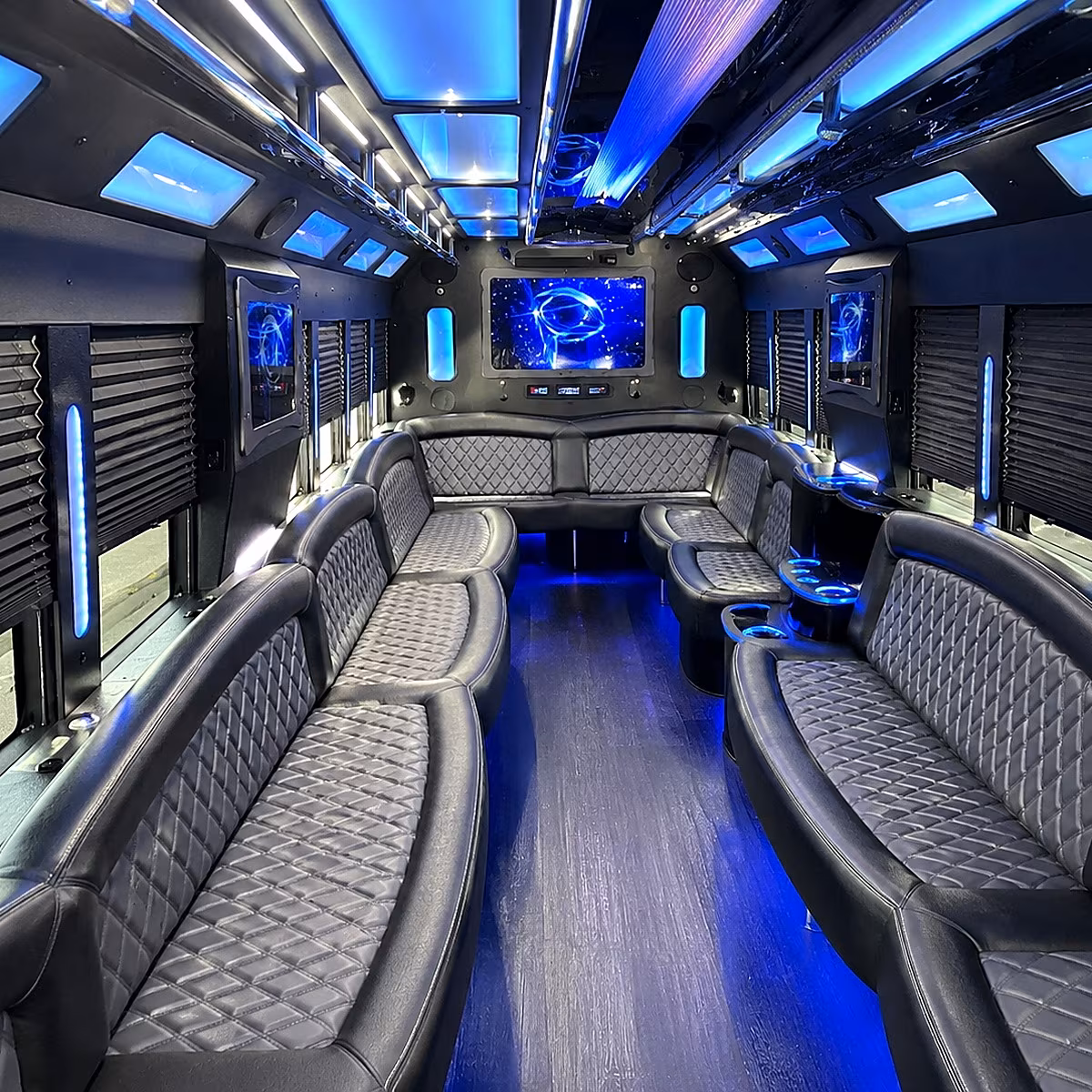 pleasanton 50 passenger party bus interior
