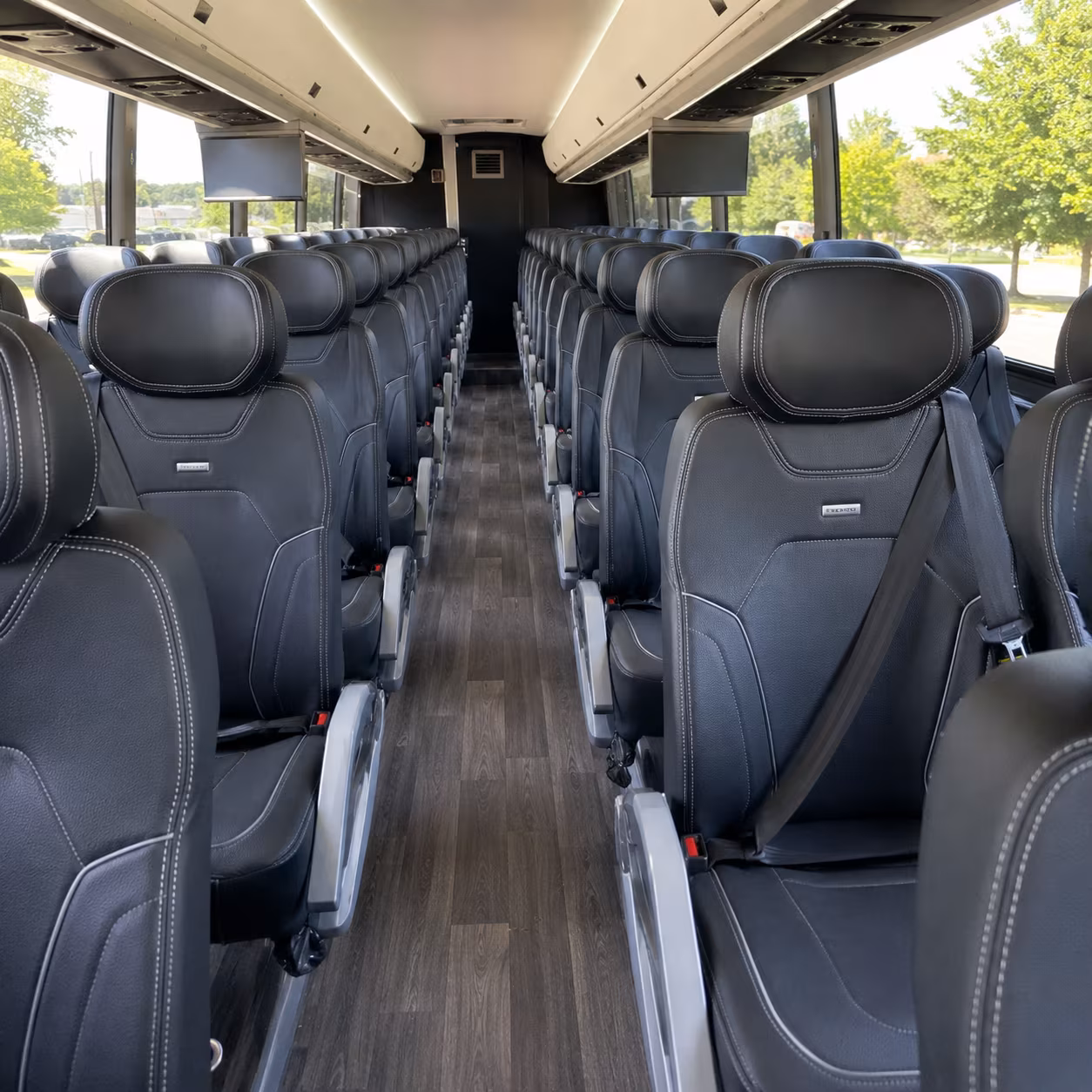 pleasanton 56 passenger charter bus inside
