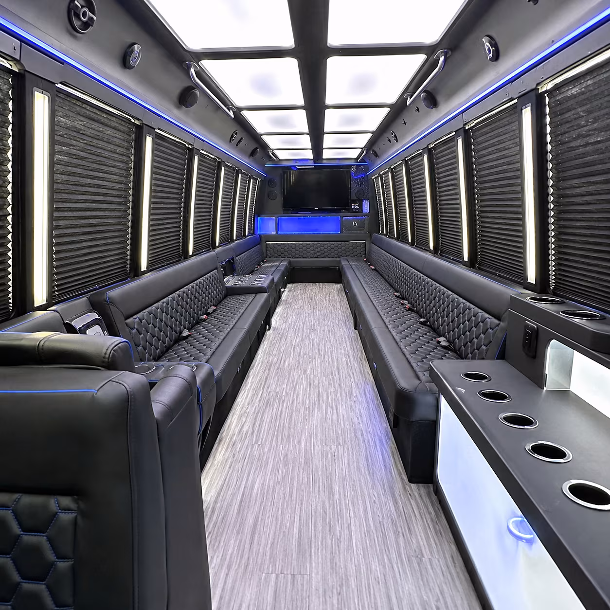 pleasanton party bus rental interior